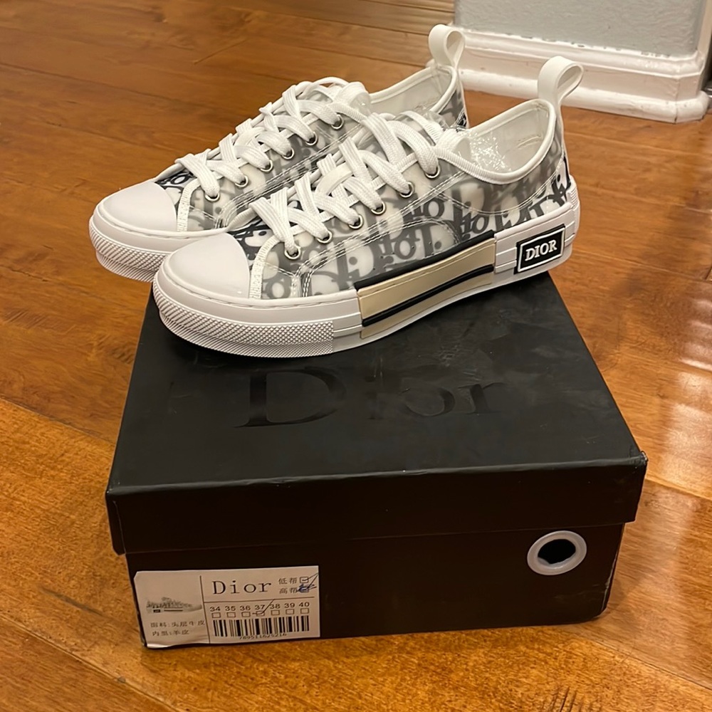 Dior B23 LOW-TOP SNEAKER White & Black Oblique Canvas EU 37 Brand New